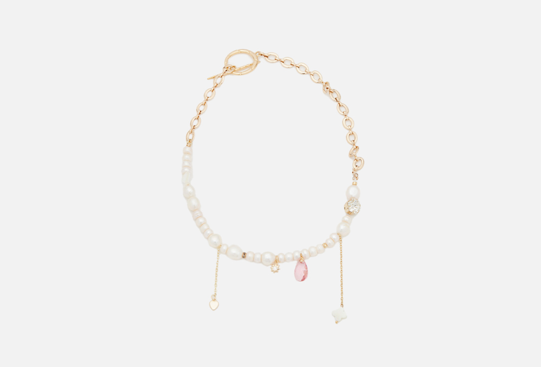 Изображение товара Колье Sweet Honey Jewelry розовая капля из натурального жемчуга и фианитов 18К