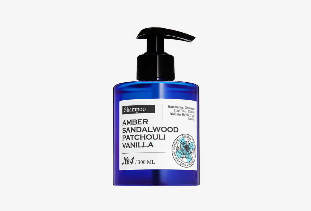 Парфюмированный Шампунь для волос №4  MANIAC GOURMET Ambra, sandalwood, patchouli, vanilla 