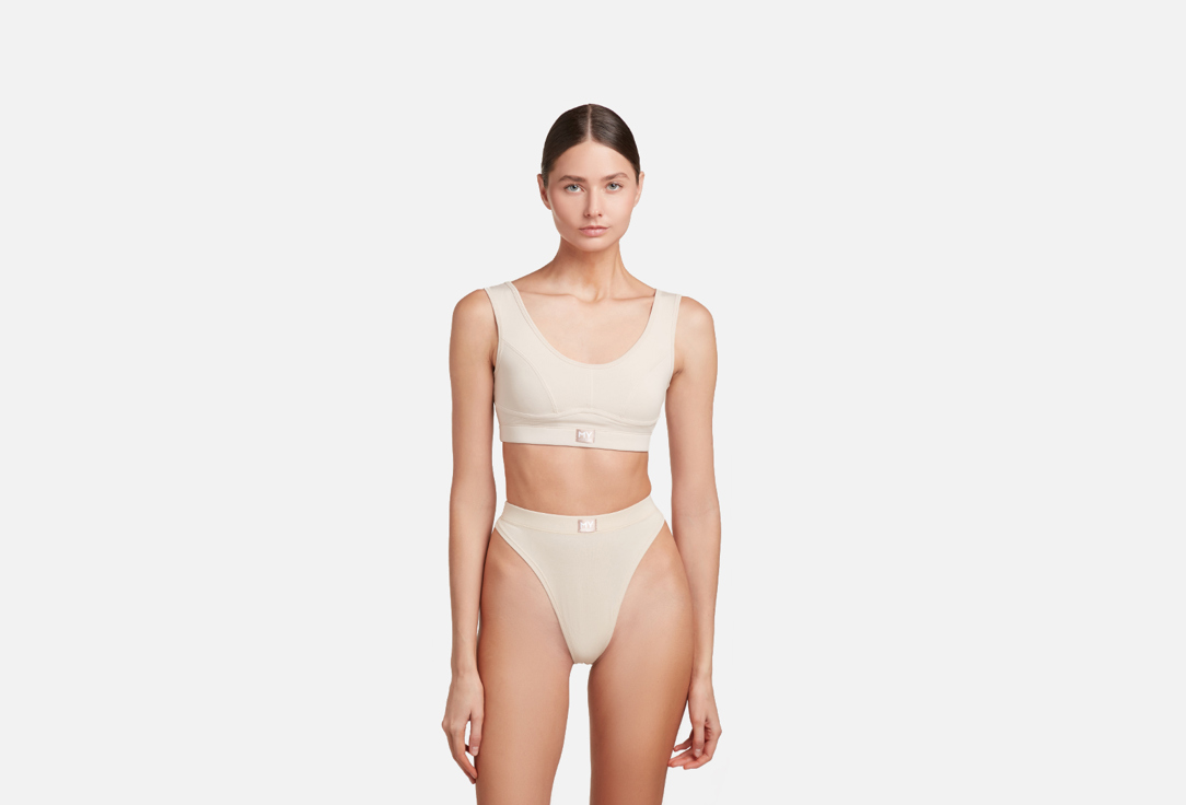 Изображение товара Женские трусы стринги с высокой посадкой MY DS105 крем