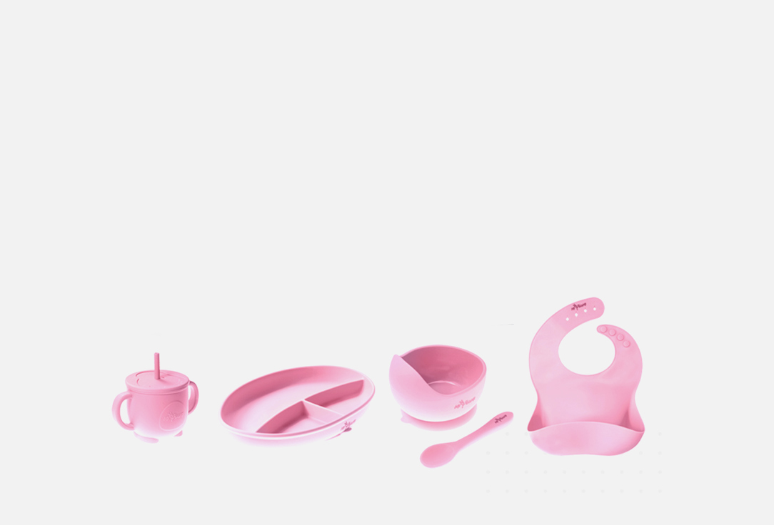 Набор детской посуды для кормления малышей MIYOUMI Baby pink 5 шт набор д ремонта колес 5 предметов