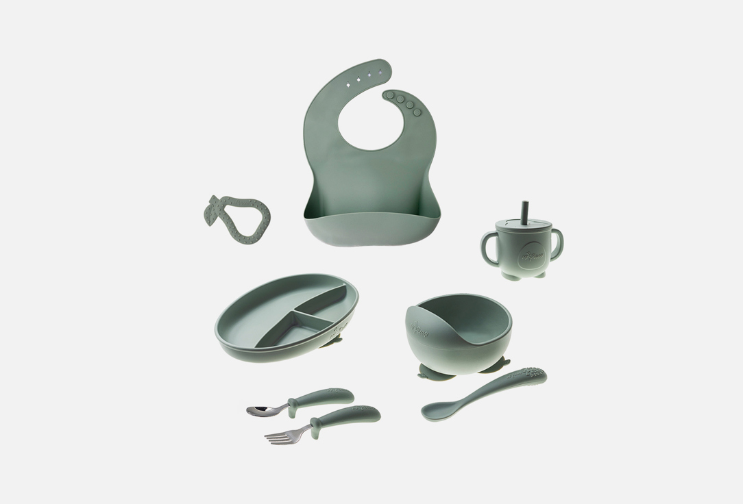 

Набор детской посуды для кормления малышей MIYOUMI, Sage 8 шт