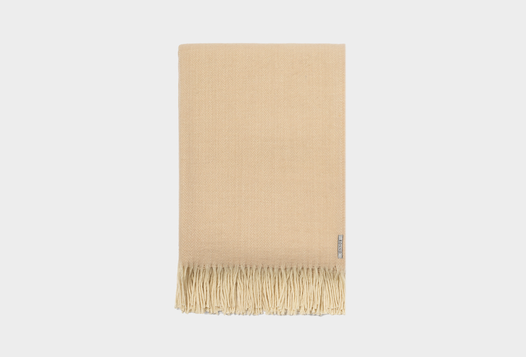 Изображение товара Плед SONNO DAVOS бежевый 140х200 см из овечьей шерсти для уюта и интерьера