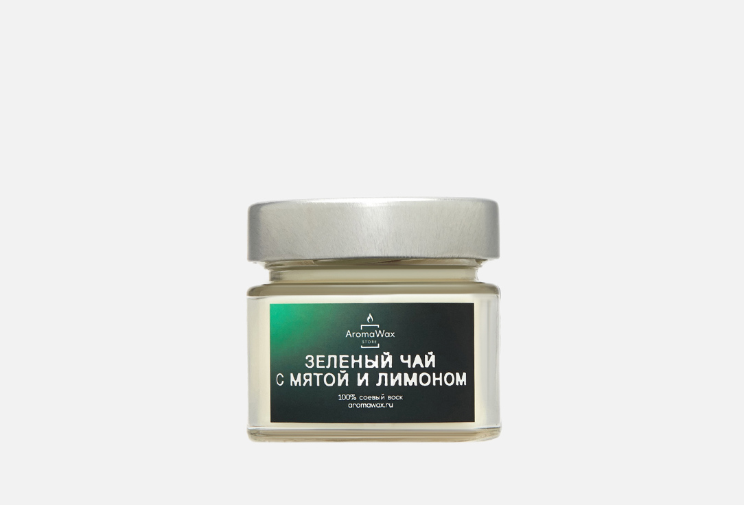 Ароматическая свеча AROMAWAX Green tea with mint and lemon 100 мл чай зеленый marcony с лимонником мятой календулой и незабудкой листовой 50 г