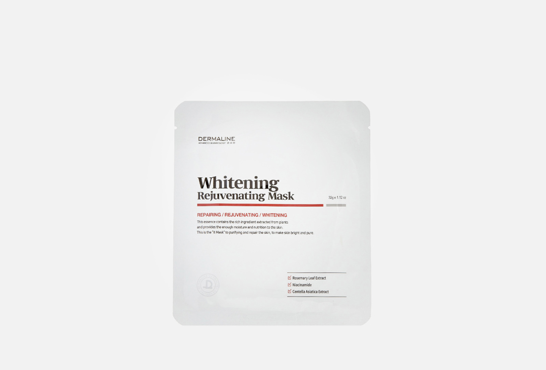 

Отбеливающая тканевая маска для лица DERMALINE, WHITENING REJUVENATING MASK 32 г