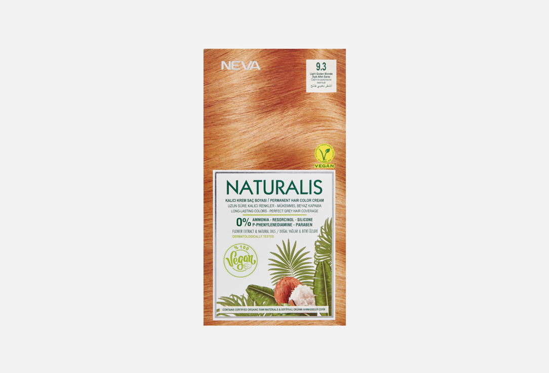 Стойкая крем-краска для волос  Neva NATURALIS VEGAN 9.3, Светло-золотистый блонд