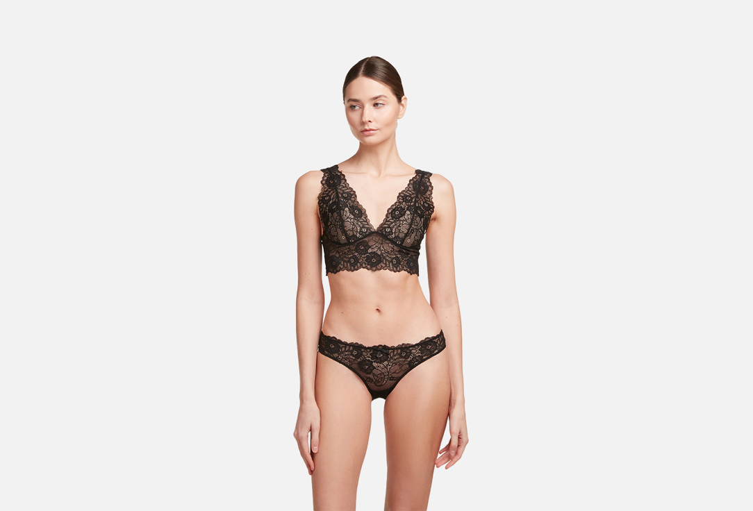 Изображение товара Женские слипы INNAMORE Basic Lace nero из кружева и хлопка, стандартная посадка