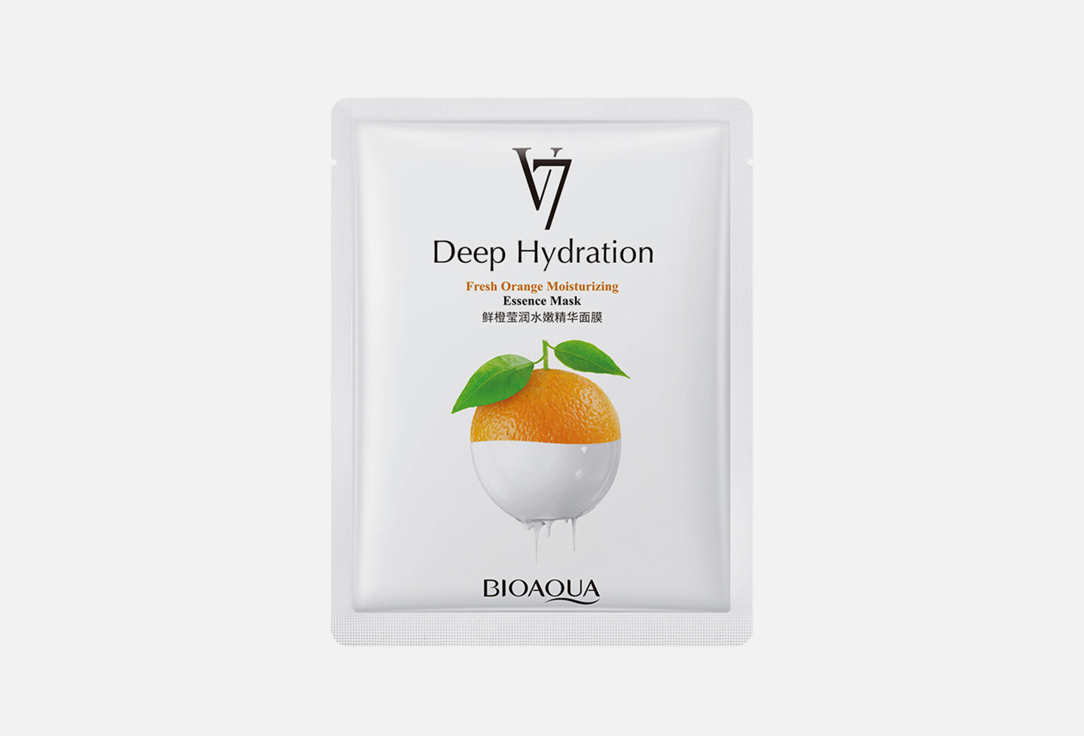 цена Омолаживающая тканевая маска для лица BIOAQUA Vitamin V7 complex and orange extract