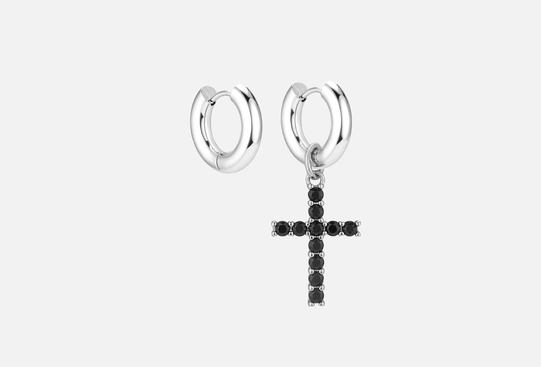 Серьги-кольца JEWEL4U С крестиком Crystall BLACK 1 шт цена и фото