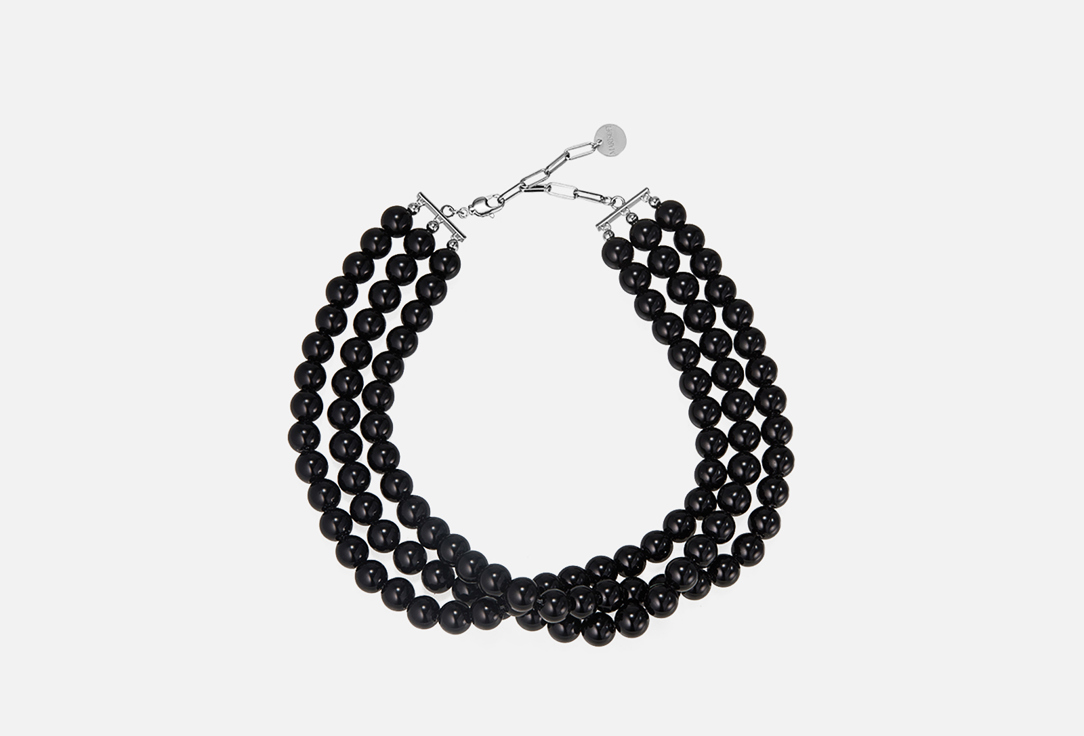 Изображение товара Чокер Jewel4u из тройных бусин из черного оникса с серебристой фурнитурой