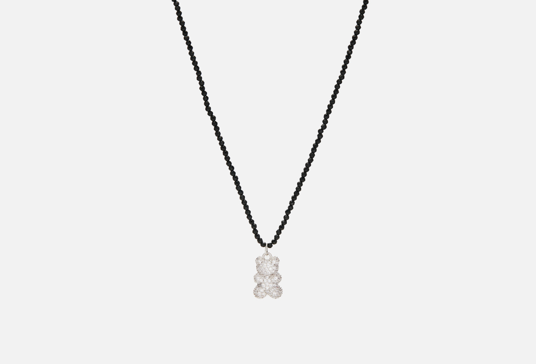 Изображение товара Колье LOVE Циркон с мишкой Черное