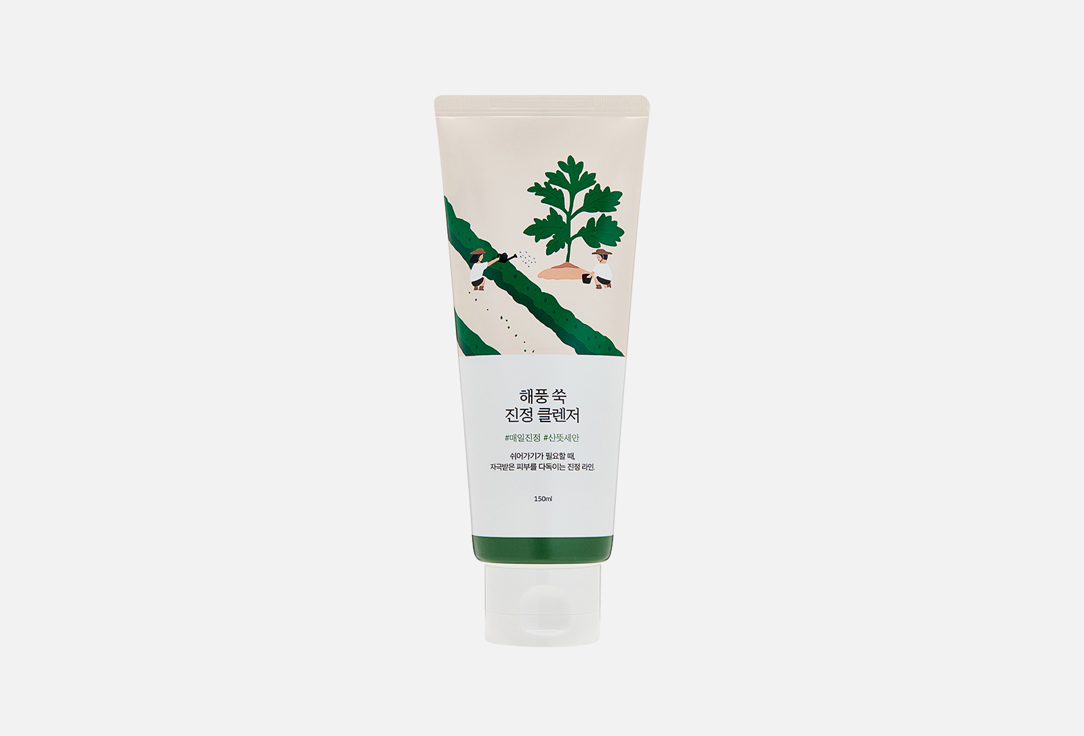 Успокаивающая пенка для очищения лица Round Lab Mugwort calming cleanser 