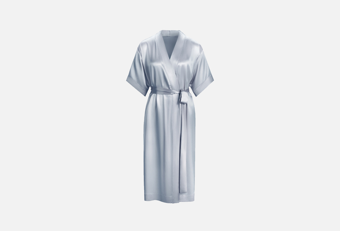 Халат AYRIS SILK Серебристо-голубой шелковый халат кимоно ayris silk карамельный