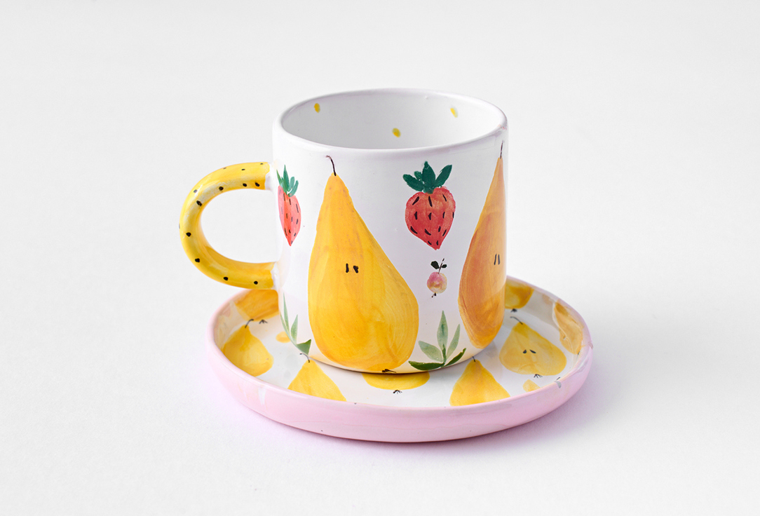 

Чайная пара ODARYADARYA, Принт, Нежная груша 200 мл