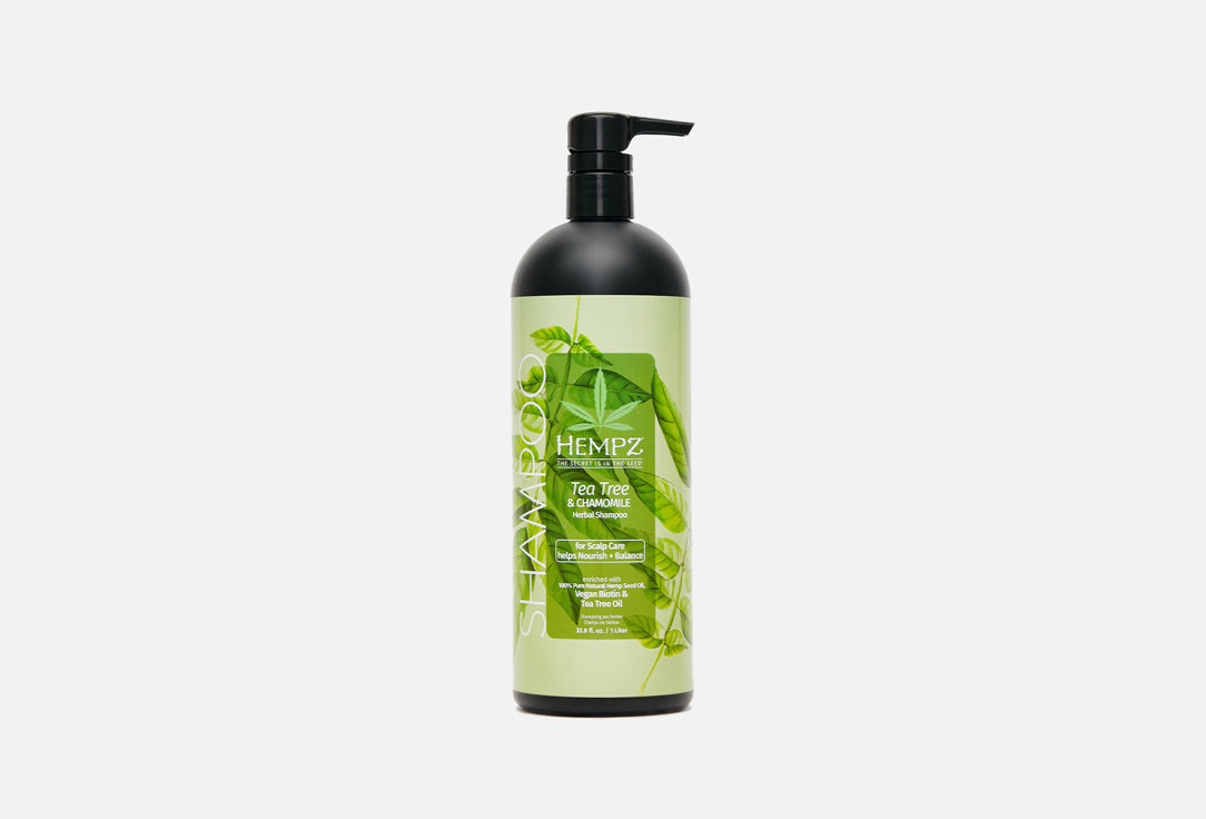 Шампунь для здоровья волос HEMPZ Tea Tree & Chamomile Herbal 1000 мл hempz растительный шампунь triple moisture replenishing shampoo 250 мл hempz тройное увлажнение