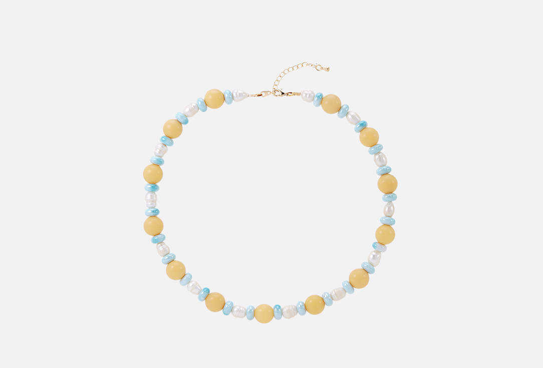 Изображение товара Бусы из нефрита с жемчугом и кораллами Veltom, позолота, 50см