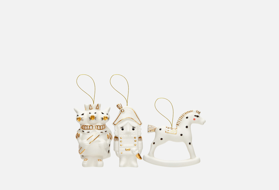 Изображение товара Набор елочных игрушек MiraclePot Щелкунчик 3 шт английский фарфор золото