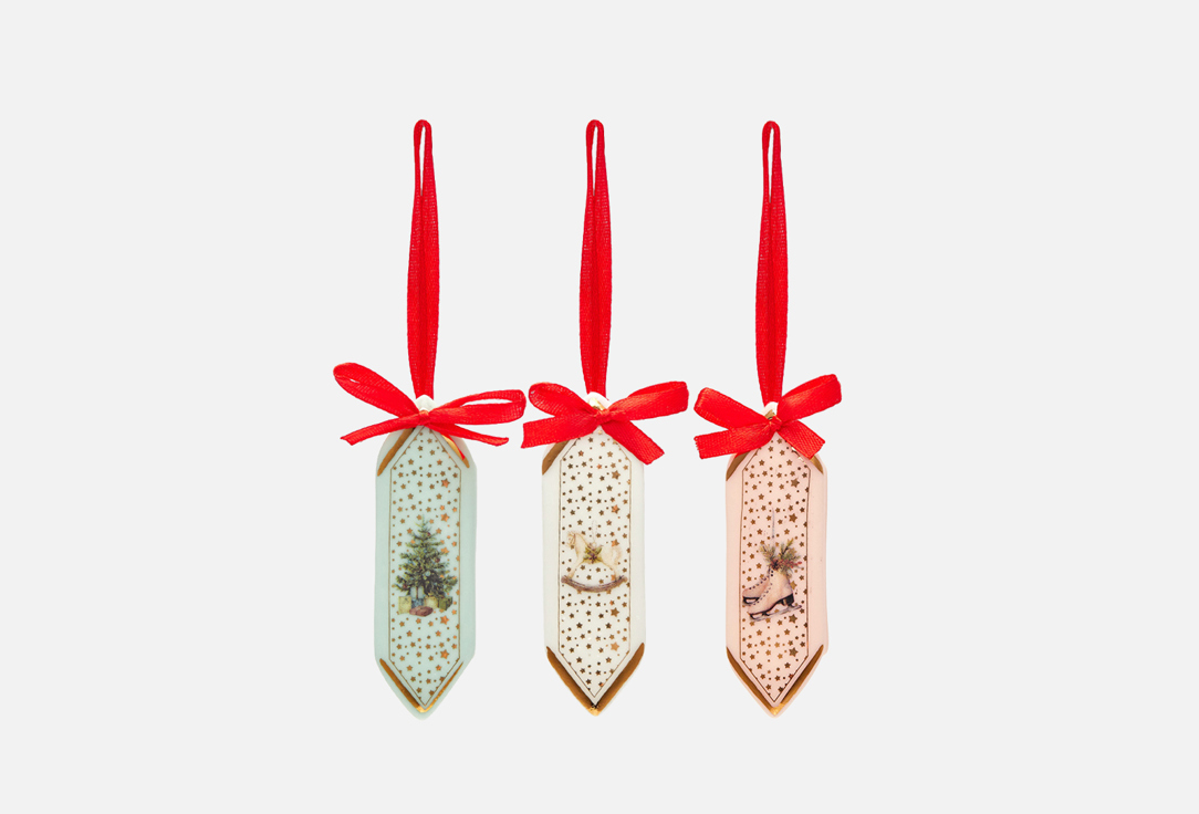 

Набор елочных игрушек MIRACLEPOT, Три конфеты белый роза тиффани 3 шт