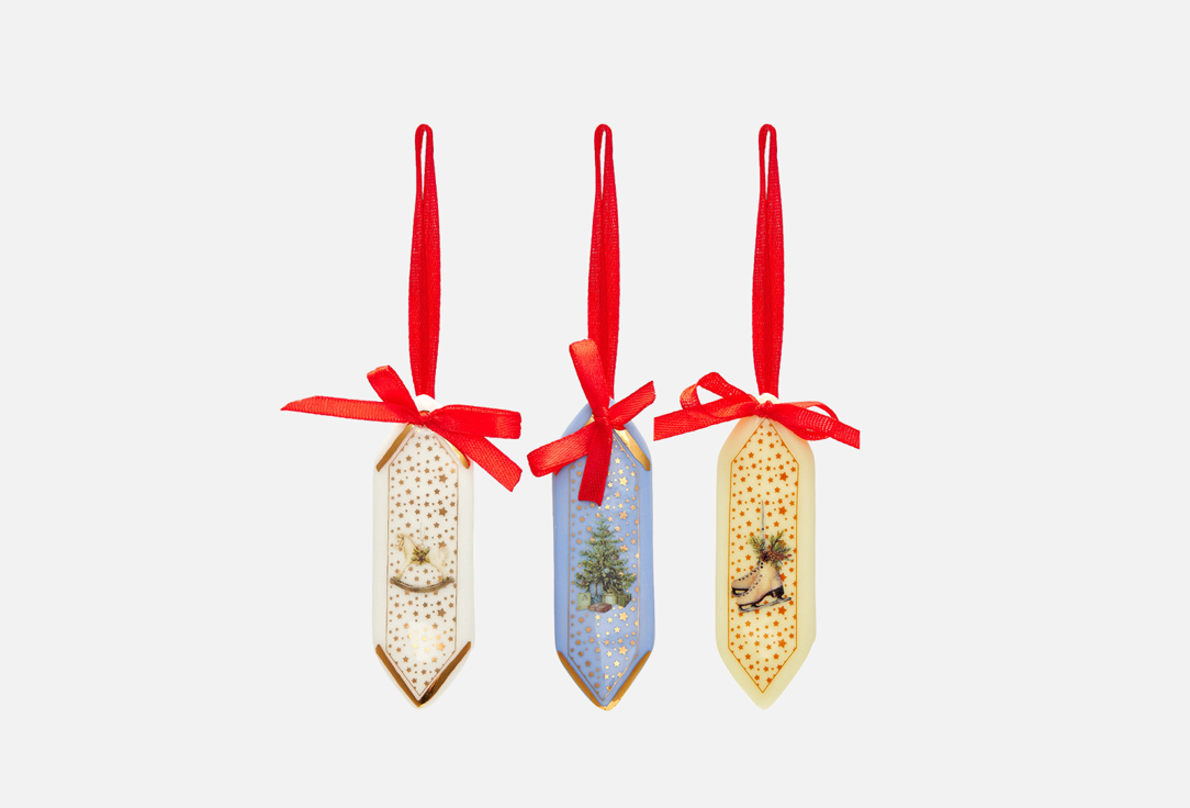 

Набор елочных игрушек MIRACLEPOT, Три конфеты белый желтый лаванда 3 шт