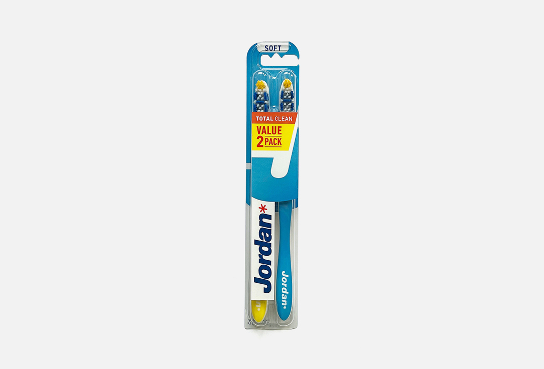Зубные щетки, мягкие, желтый+синий Jordan Total Clean 