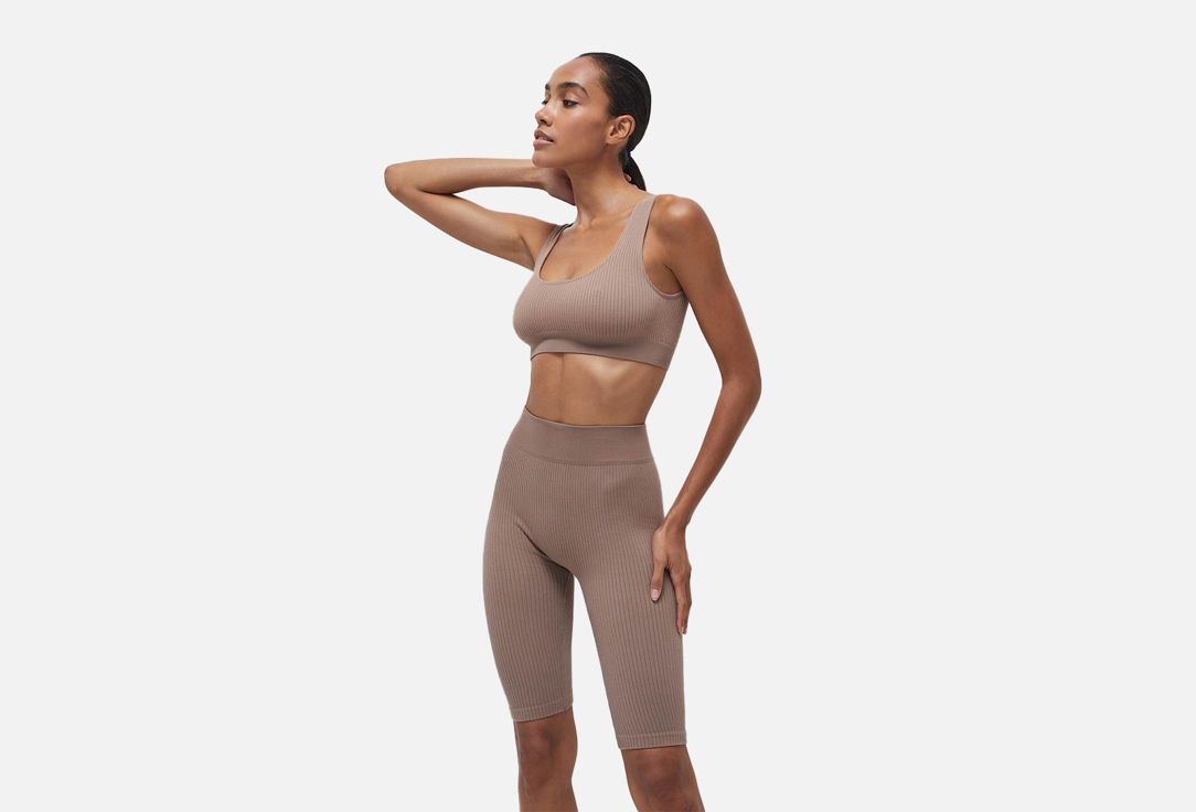 Велосипедки с высокой посадкой BELLE YOU Ribbed Cotton макиато XL-XXL мл