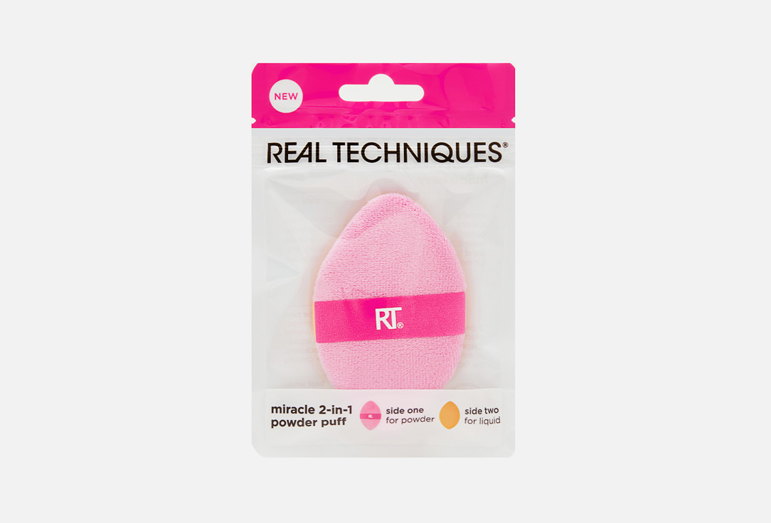 Двусторонняя пуховка для пудры REAL TECHNIQUES Miracle 2-in-1 Powder Puff 2 шт real techniques одноразовые двусторонние катушки 15 катушек