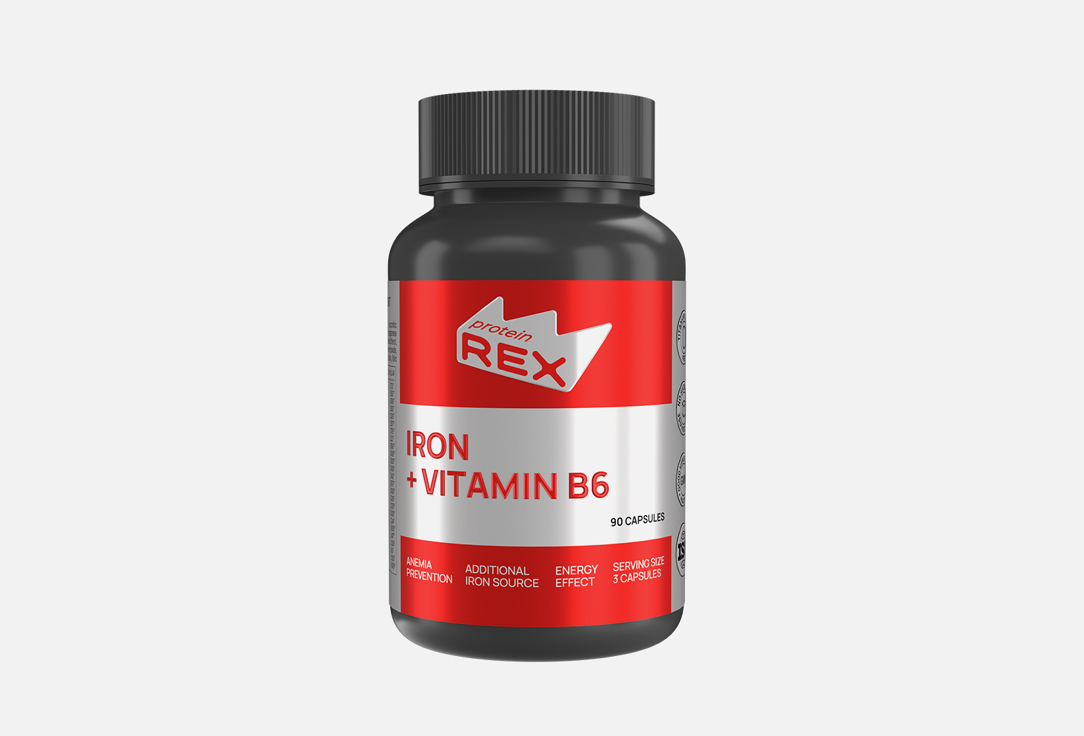 БАД для здоровья волос и ногтей ProteinRex Железо, витамин B6 в капсулах 
