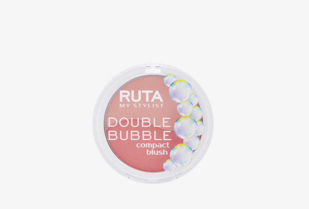 Румяна двойные компактные RUTA DOUBLE BUBBLE compact blush 101, спелый персик и матовый кораллово-розовый