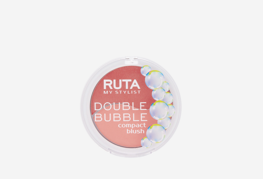 Румяна двойные компактные RUTA DOUBLE BUBBLE compact blush 102, розовый оттенок и оттенок спелого персика