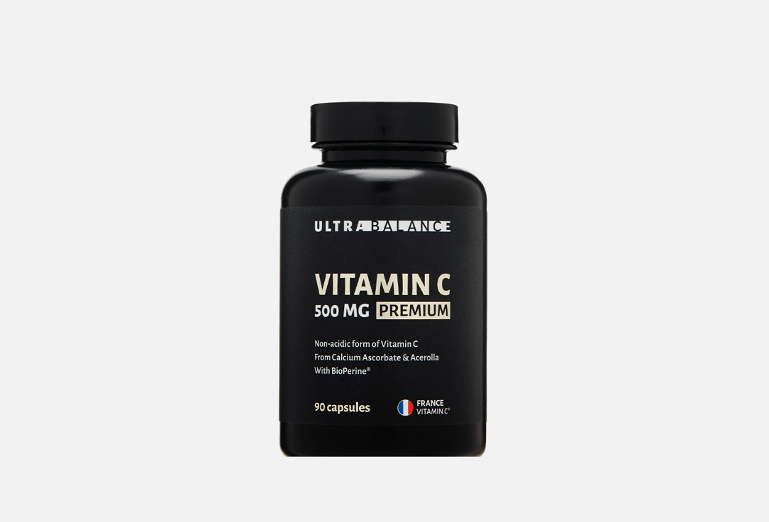 Бад для укрепления иммунитета ULTRABALANCE Premium Витамин С 500 мг в капсулах 90 шт бад биотерра витамин с 30 145 г