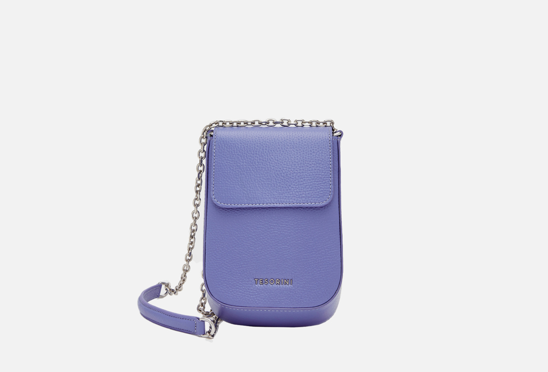 Изображение товара Кожаная мини-сумка для телефона Tesorini IVY сиреневая с цепочным ремнем