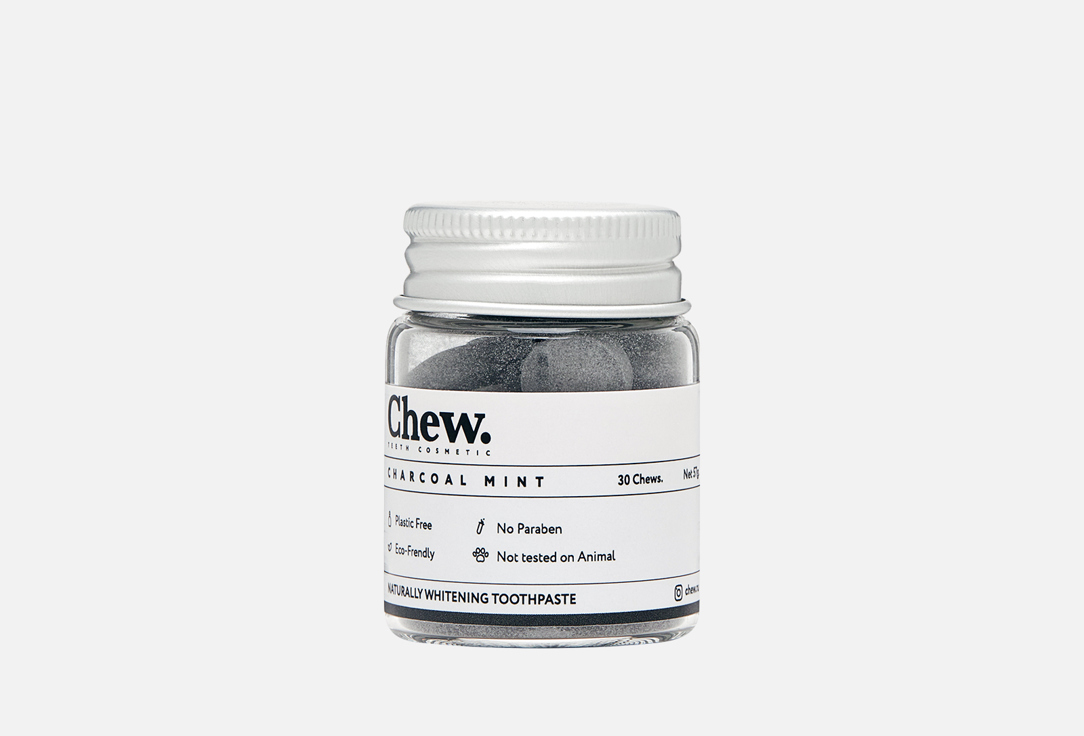 Отбеливающая зубная паста в таблетках Chew charcoal mint 