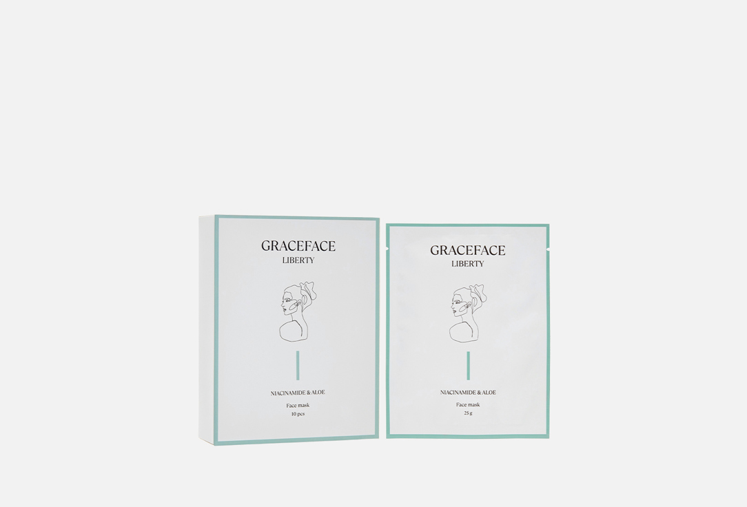 

Набор увлажняющих тканевых масок для лица GRACEFACE, Aloe extract and niacinamide 10 шт