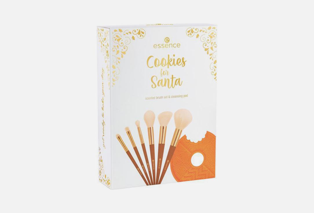 Набор кистей для макияжа Essence Cookies for Santa scented brush set & cleansing pad 
