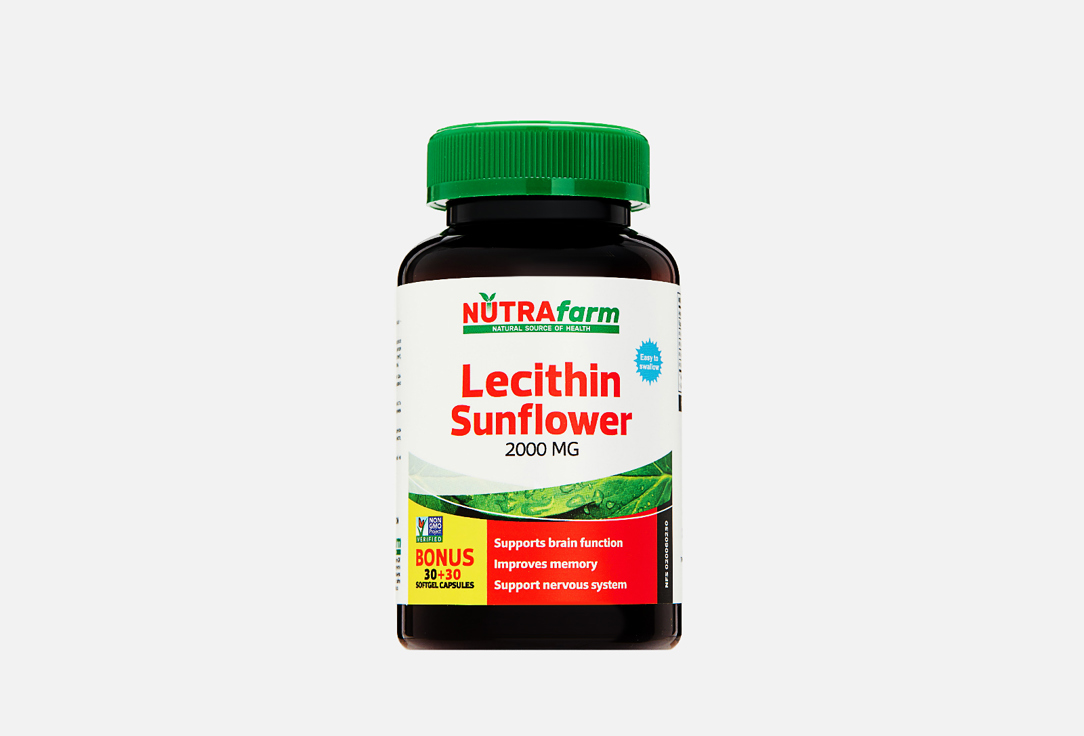 БАД для сохранения спокойствия NUTRAFARM Подсолнечный лецитин 1000 мг в капсулах 60 шт