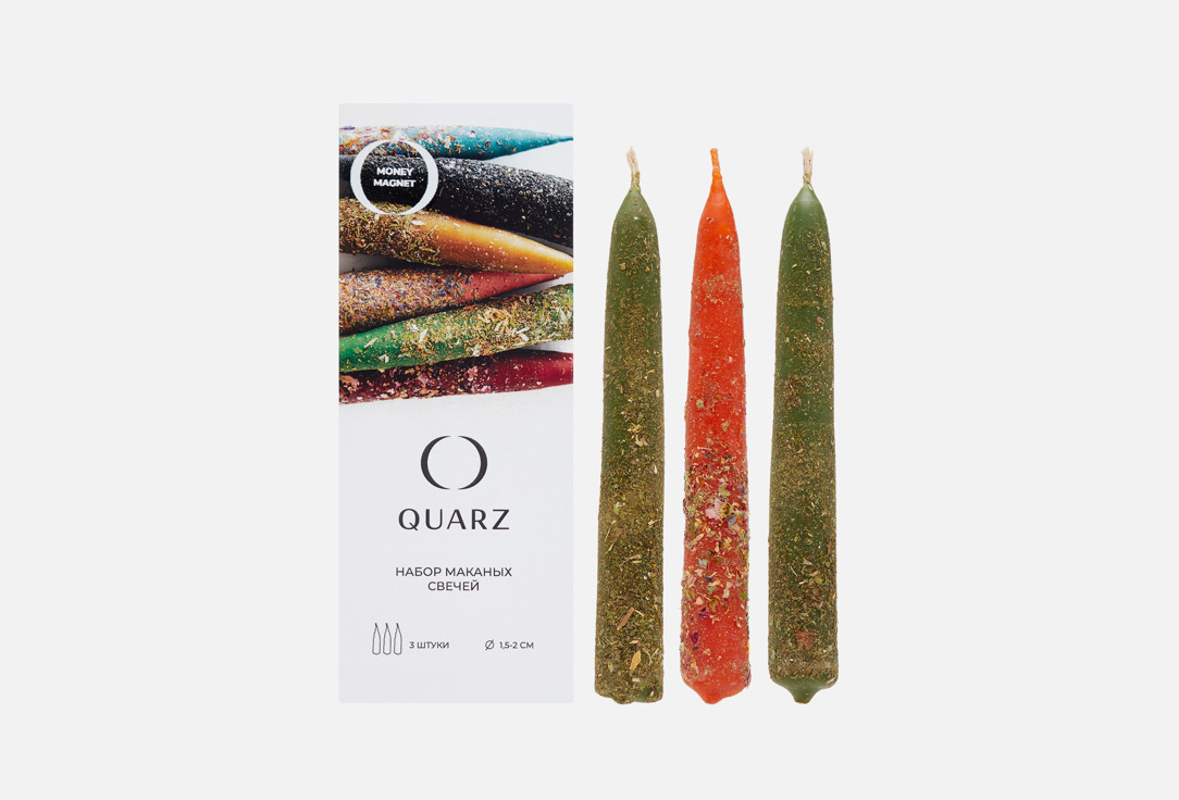 

Набор свечей среднего размера QUARZ, Зеленый, Money magnet 3 шт