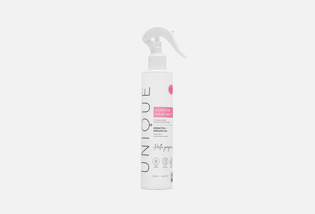 Несмываемый спрей для волос UNIQUE PRO Keratin + argan oil 250 мл