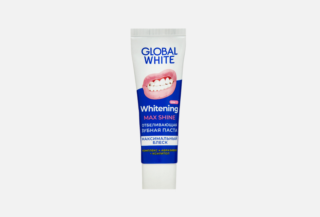 Зубная паста отбеливающая GLOBAL WHITE Max shine 30 мл набор из 3 штук global зубная паста отбеливающая global white whitening max shine 100г
