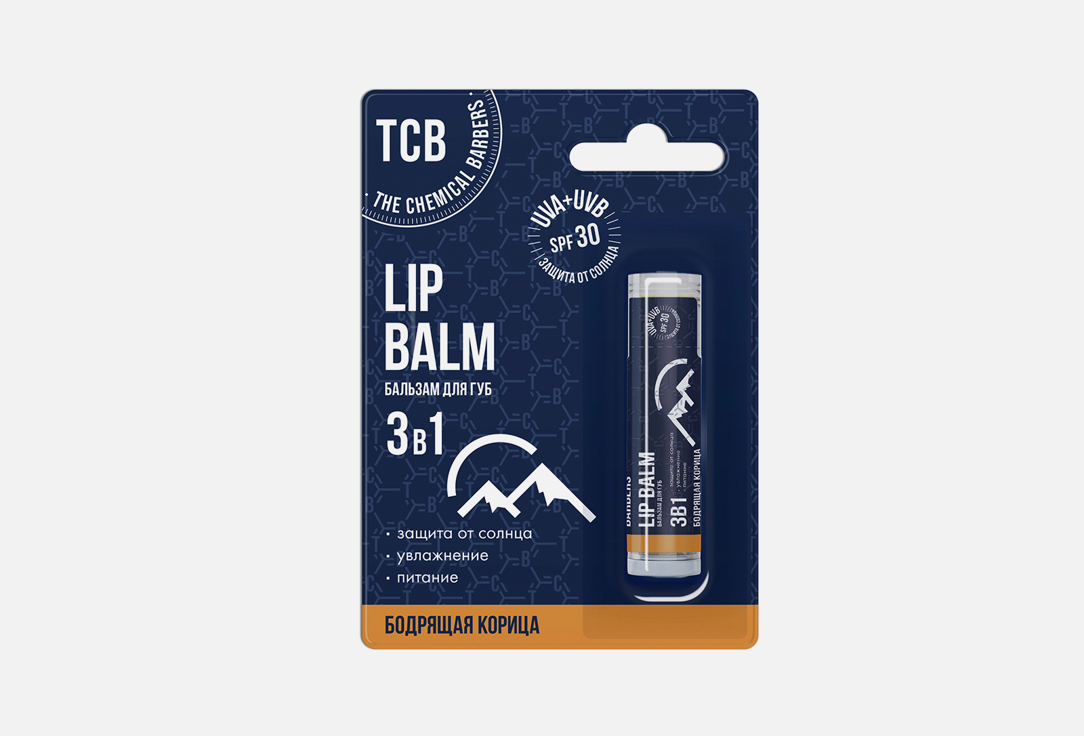 

Бальзам для губ 3в1 SPF 30 TCB THE CHEMICAL BARBERS, Прозрачный, Invigorating cinnamon 5 г
