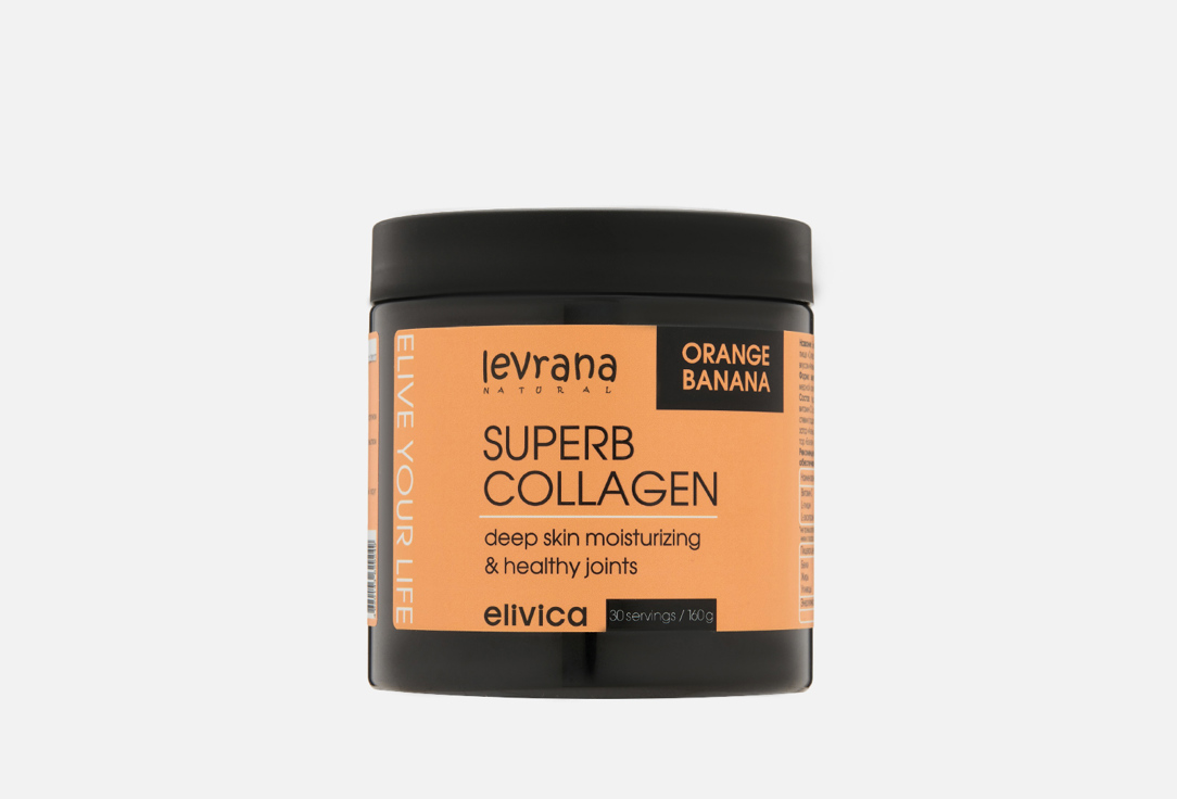 БАД для здоровья волос и ногтей LEVRANA Superb Collagen Orange-banana Гидролизат бычьего коллагена, витамин С в сухих смесях 500 мл