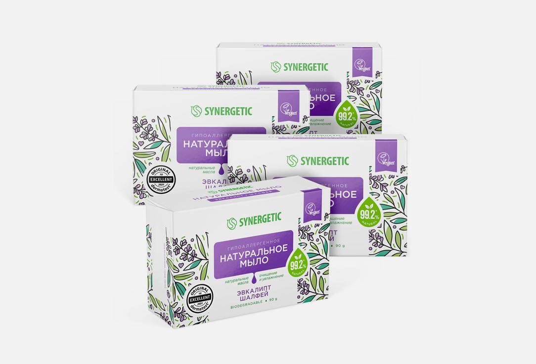 Изображение товара набор кускового туалетного мыла Synergetic Эвкалипт и шалфей