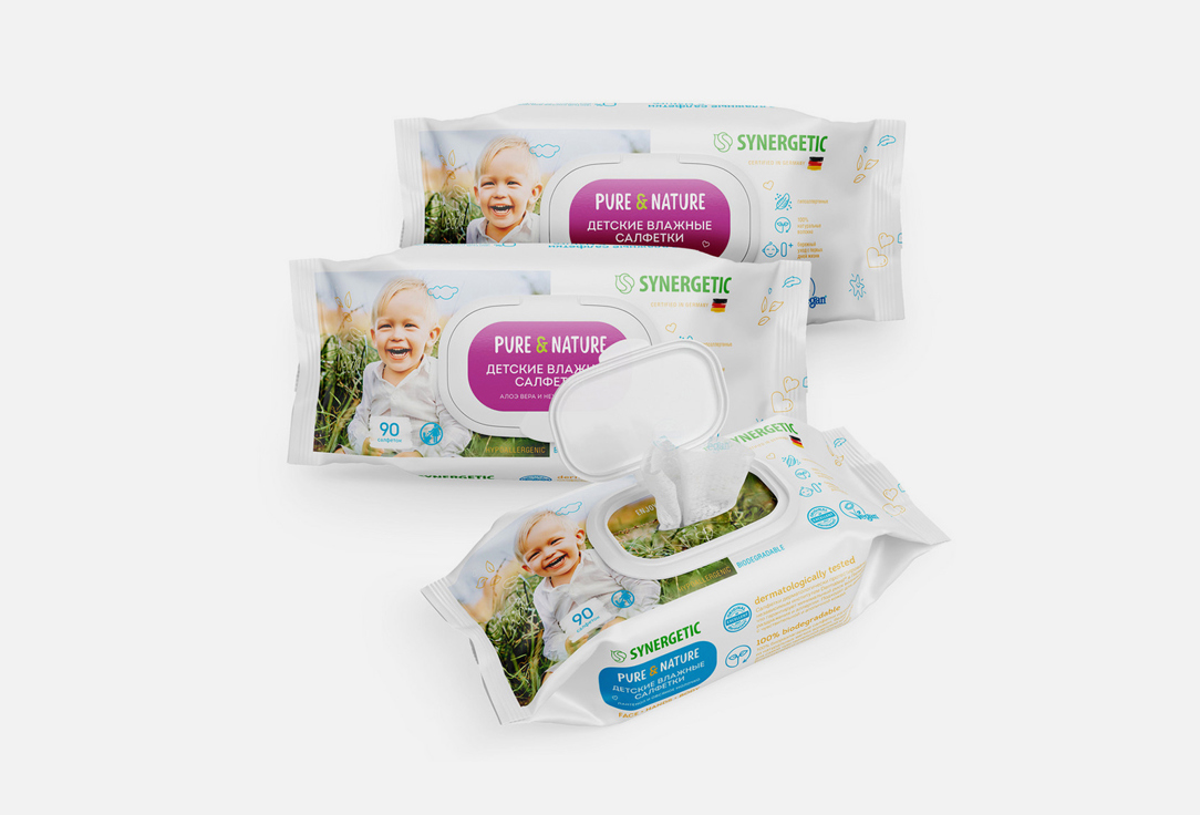 

Набор детских влажных салфеток SYNERGETIC, Пантенол и овсяное молочко 1 шт