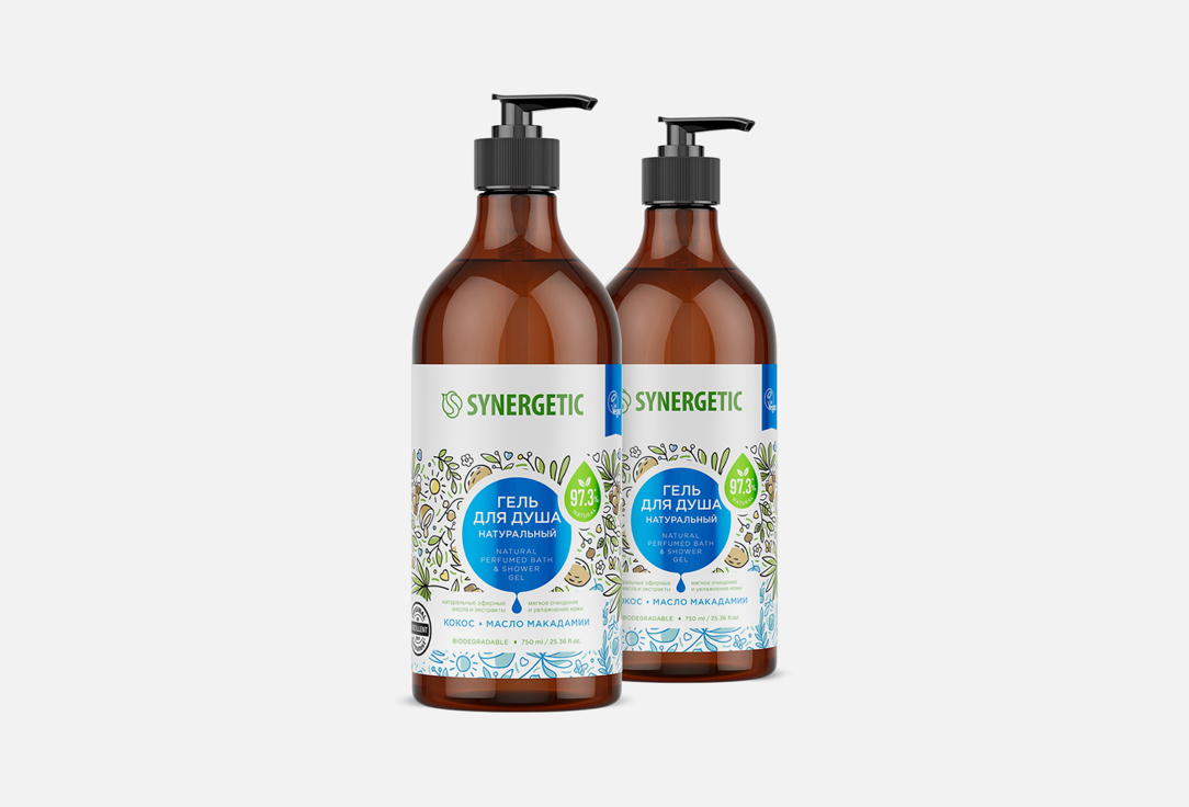

Набор для душа и ванны SYNERGETIC, Кокос и масло макадамии 2 шт