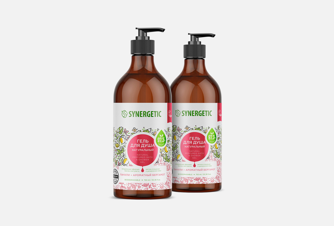 

Набор для душа и ванны SYNERGETIC, Пачули и ароматный бергамот 2 шт