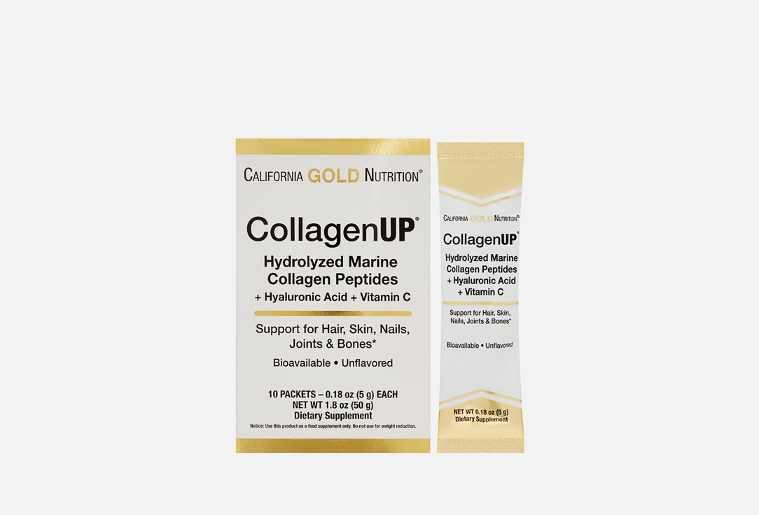 Бад для здоровья волос и ногтей California Gold Nutrition Коллаген 5 г, витамин с 90 мг в саше 