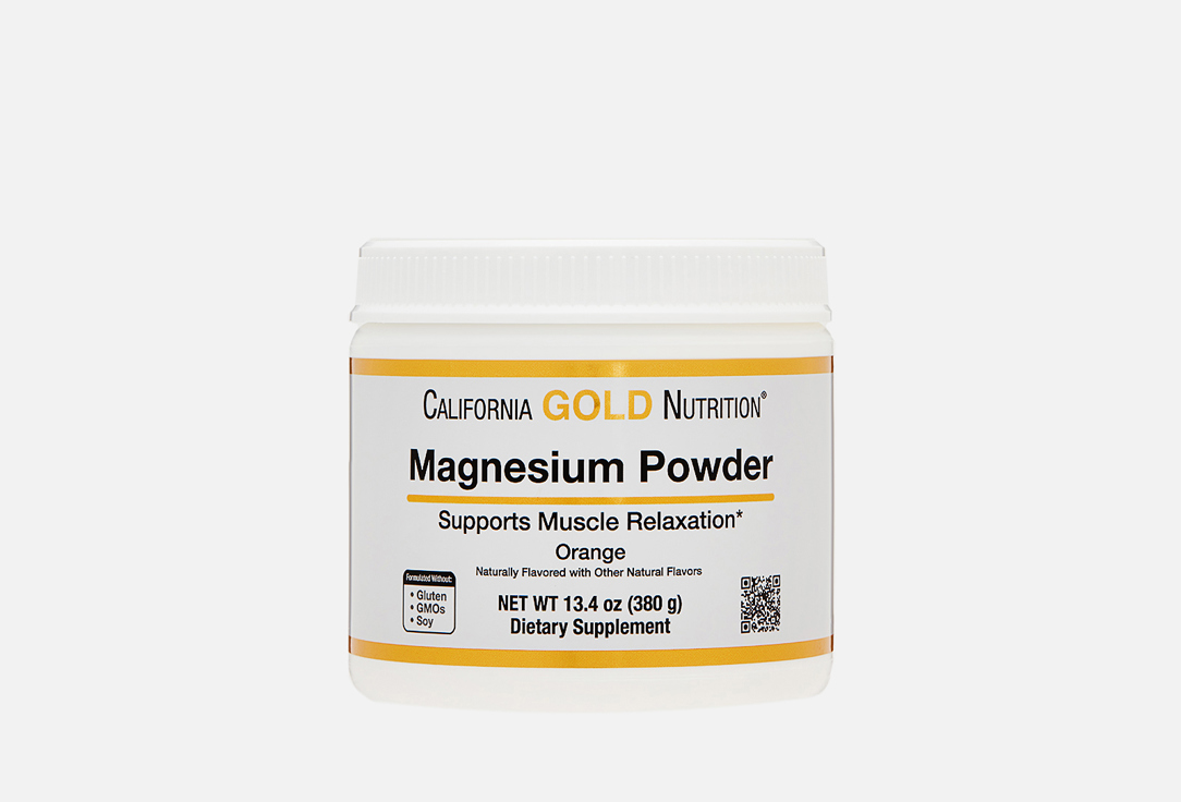 Магний CALIFORNIA GOLD NUTRITION 290 мг в порошке со вкусом апельсина 380 г фото