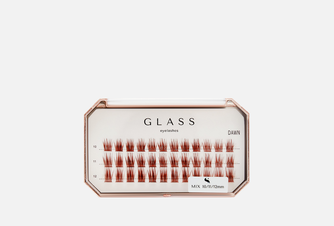 GLASS EYELASHES Ресницы накладные пучки Широкое основание Коричневые Микс 10-12мм