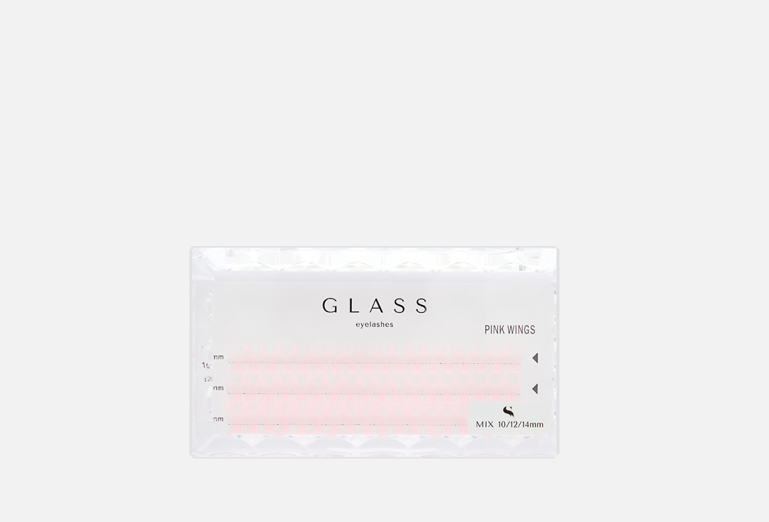 GLASS EYELASHES Ресницы накладные пучки-крылья Широкое основание Розовые Микс 10-14мм