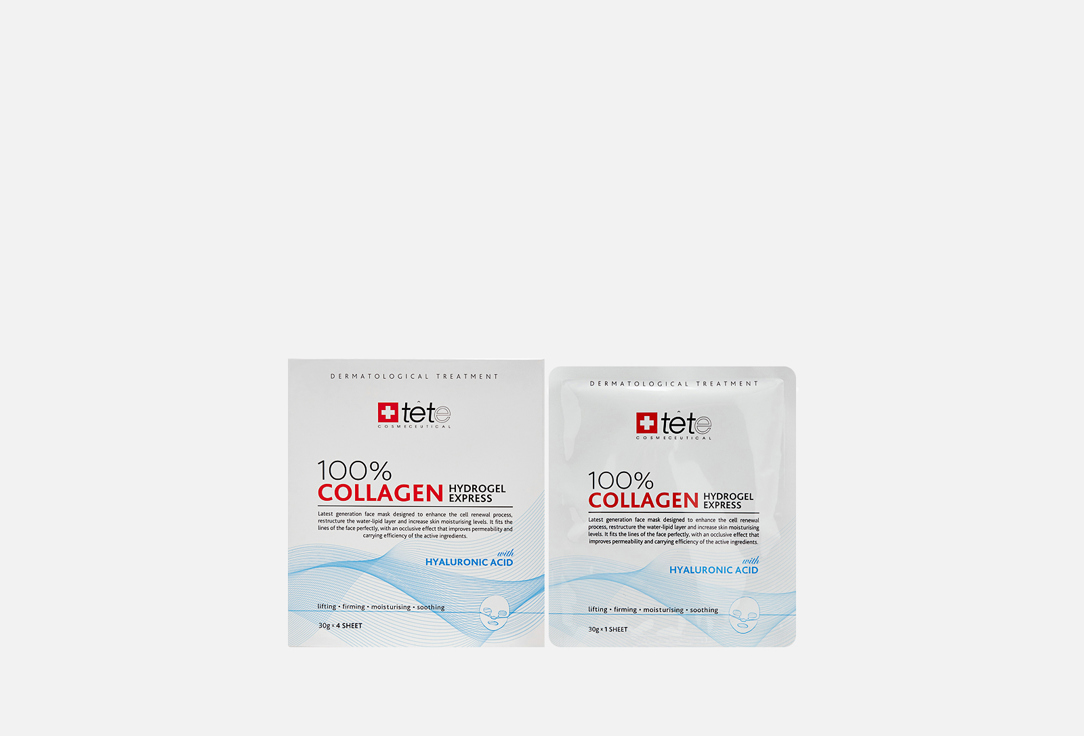 

Набор гидроколлагеновых масок для лица TETE COSMECEUTICAL, Collagen Hydrogel Mask 4 шт