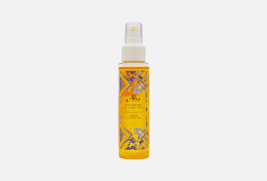 Шелковистое солнечное масло для лица тела и волос ALIA SKIN CARE с маслом арганы и моркови 