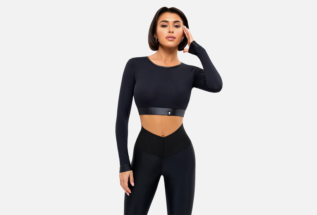 Изображение товара Спортивный укороченный топ с длинным рукавом Bona Fide Mini Black для женщин